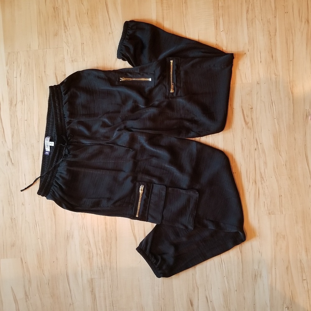 Jennifer Lopez silk zipper jogger style pants